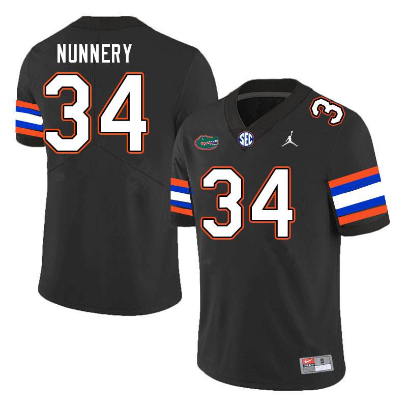Men #34 Mannie Nunnery Florida Gators College Football Jerseys Stitched-Black